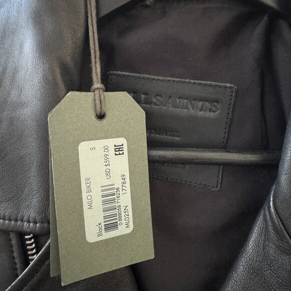 AllSaints Milo Leather Biker Jacket - Picture 5 of 6